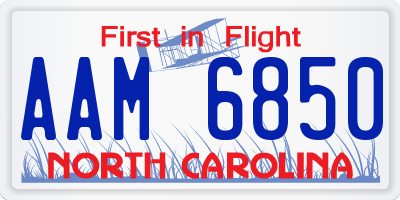 NC license plate AAM6850