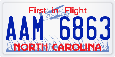 NC license plate AAM6863