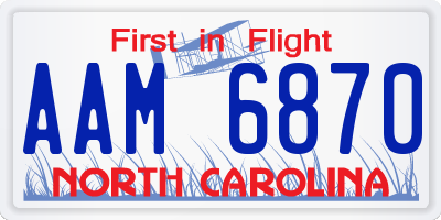 NC license plate AAM6870
