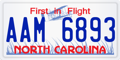 NC license plate AAM6893