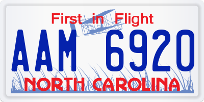 NC license plate AAM6920