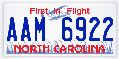 NC license plate AAM6922