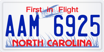NC license plate AAM6925