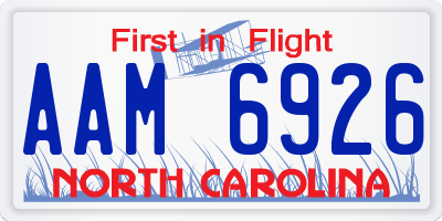 NC license plate AAM6926