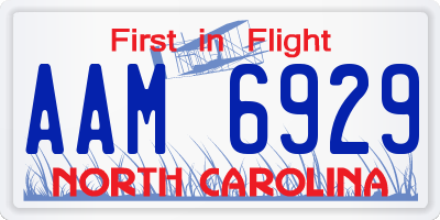 NC license plate AAM6929