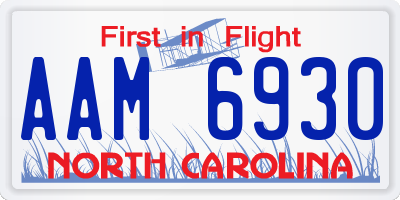 NC license plate AAM6930