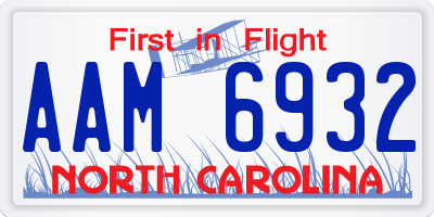 NC license plate AAM6932