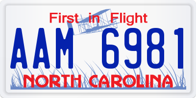 NC license plate AAM6981