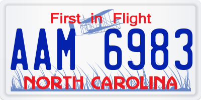 NC license plate AAM6983