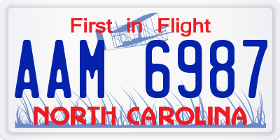 NC license plate AAM6987