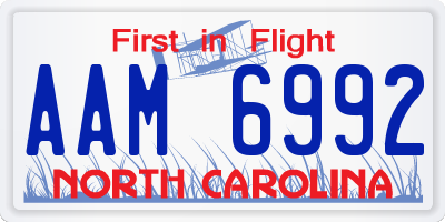 NC license plate AAM6992