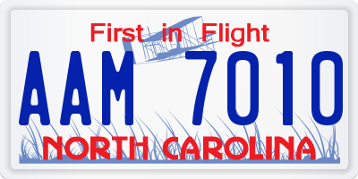 NC license plate AAM7010
