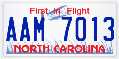 NC license plate AAM7013
