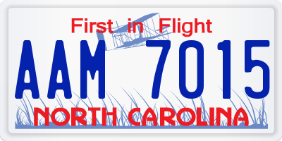 NC license plate AAM7015