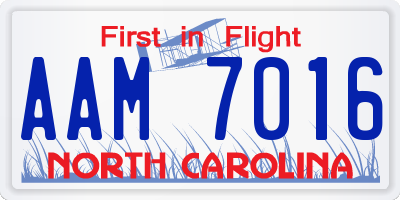 NC license plate AAM7016