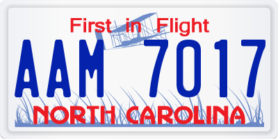 NC license plate AAM7017