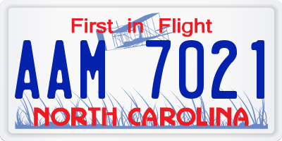 NC license plate AAM7021