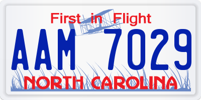 NC license plate AAM7029