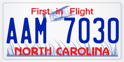 NC license plate AAM7030