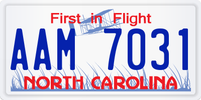 NC license plate AAM7031