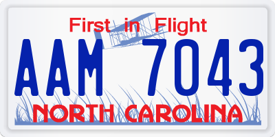 NC license plate AAM7043