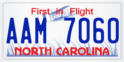 NC license plate AAM7060