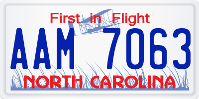 NC license plate AAM7063