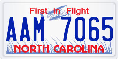 NC license plate AAM7065