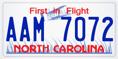 NC license plate AAM7072