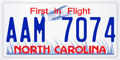NC license plate AAM7074