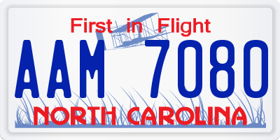 NC license plate AAM7080
