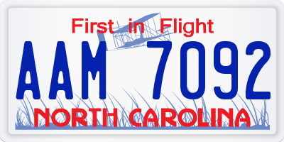 NC license plate AAM7092