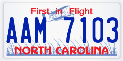 NC license plate AAM7103