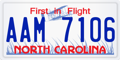 NC license plate AAM7106