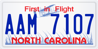 NC license plate AAM7107