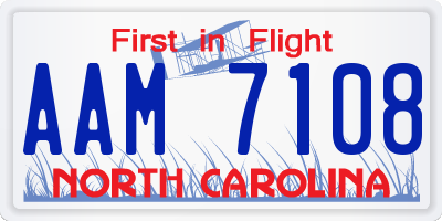 NC license plate AAM7108