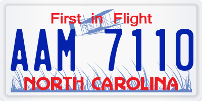 NC license plate AAM7110