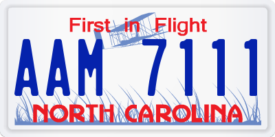 NC license plate AAM7111