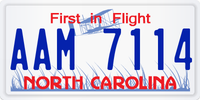 NC license plate AAM7114