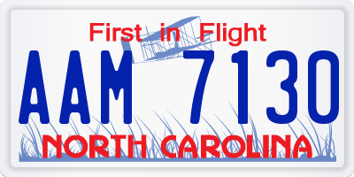 NC license plate AAM7130