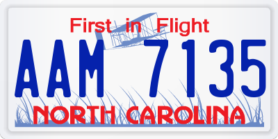 NC license plate AAM7135