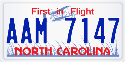 NC license plate AAM7147