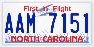 NC license plate AAM7151