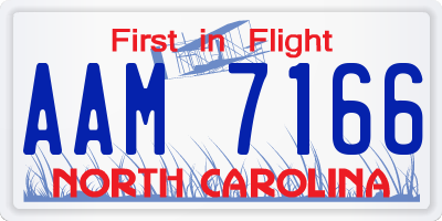 NC license plate AAM7166