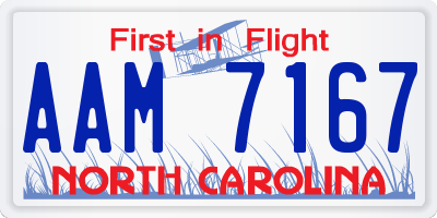 NC license plate AAM7167
