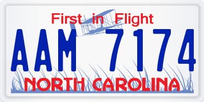 NC license plate AAM7174