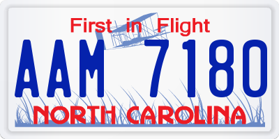 NC license plate AAM7180