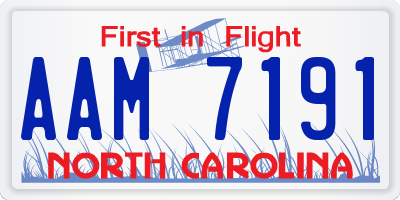 NC license plate AAM7191