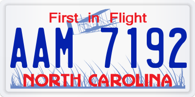 NC license plate AAM7192
