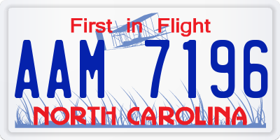 NC license plate AAM7196
